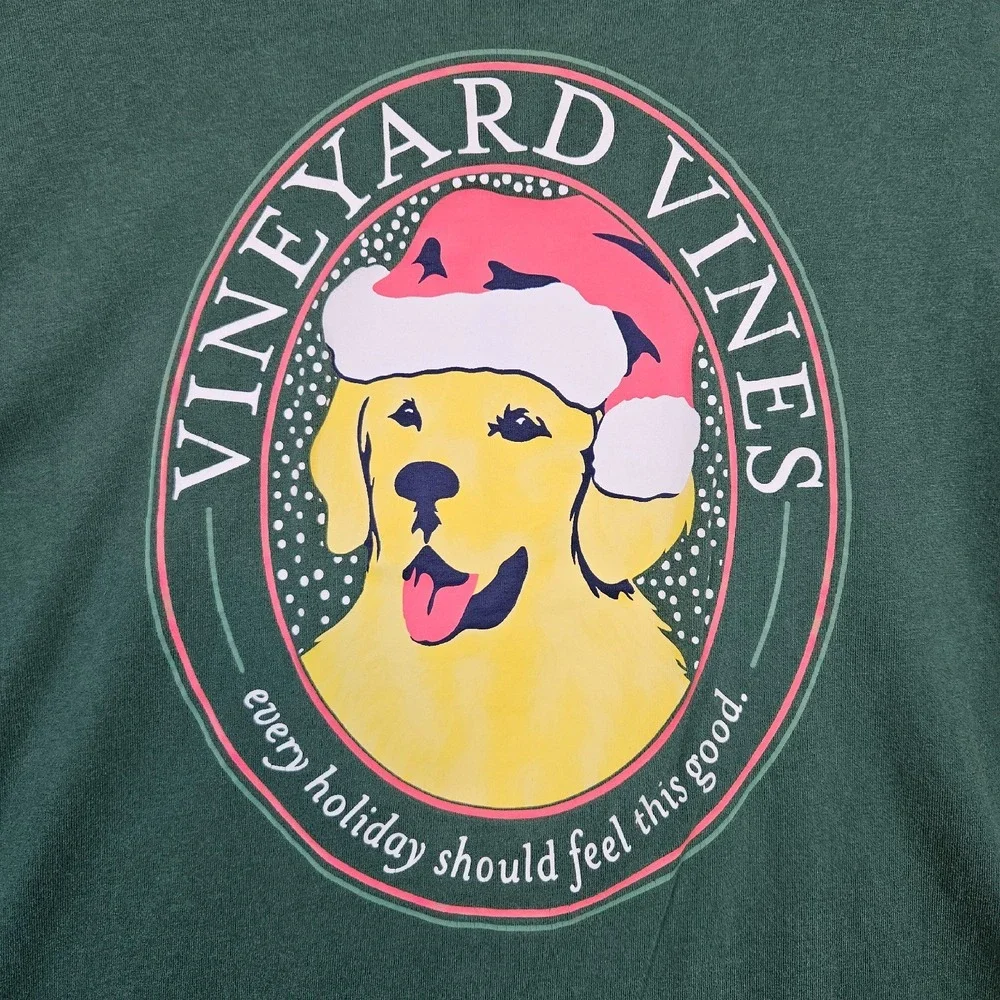 Vineyard Vines Green Long Sleeve Tee T-Shirt Size‎ M Holidays Christmas Cotton